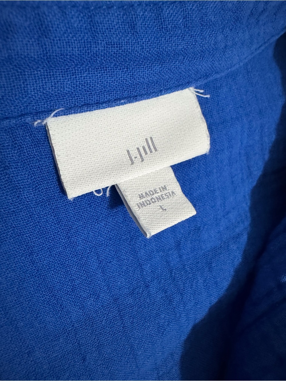 J. Jill Vibrant Blue 100% Cotton Gauze One Pocket Midi Shirtdress Large - Picture 3 of 15